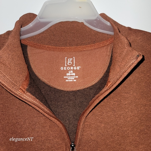 George Men's Quarter Zip Fleece Brown Men's Sz: Large NWT - Picture 3 of 7
